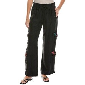 Johnny Was Biya Women’s Phillis Crochet Cargo Pants XL Black